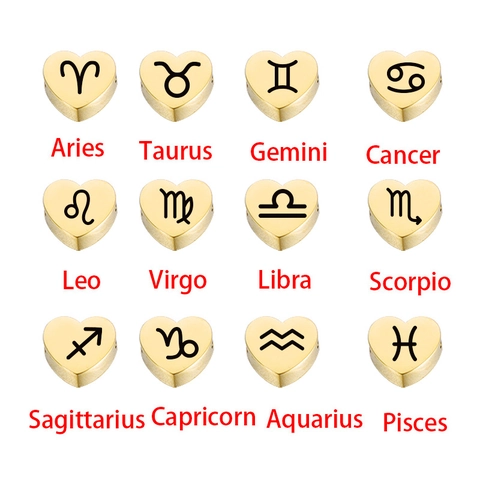 Ciondoli Cuore Zodiaco Acciaio Inossidabile 304 Lucidato Specchio Ciondoli Costellazione Incisi Laser Gioielli DIY Oro