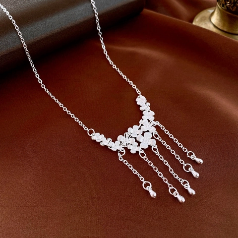 Elegante Collana Con Catena E Nappa A Fiori In Rame Dolce Metallico Floreale Pendenti A Goccia D'acqua Gioielli Per Donna