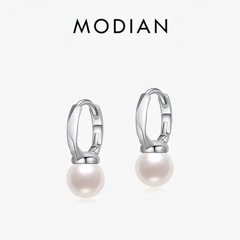 Orecchini A Cerchio In Argento Sterling 925 Con Künstliche Perle Linea Irregolare Elegante Gioielli Per Donne