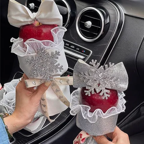 Christmas Snowflake Glitter Fabric Gauze Gift Packaging Materials For Apple Bouquet DIY Flower Arrangement Decorations