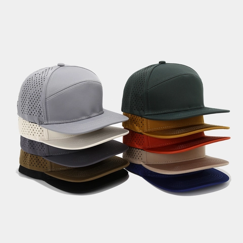 Flat Brim Baseball Cap Quick Dry Polyester Laser Perforated Breathable Outdoor Sport Casual Adjustable Sun Hat