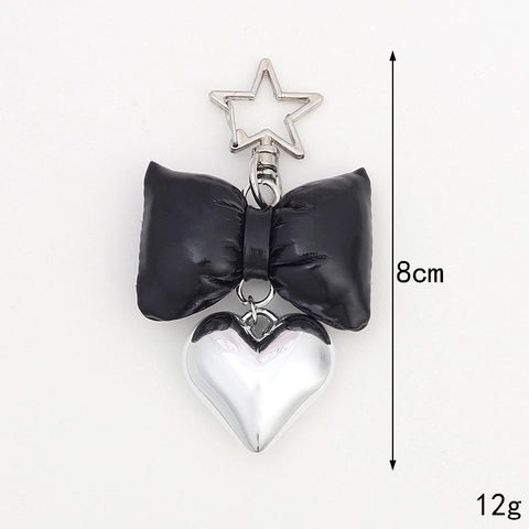 Fashion Faux Leather Bowknot Heart Keychain For Women Star Clasp PU Bag Pendant Hanging Ornament Versatile Accessory Gift