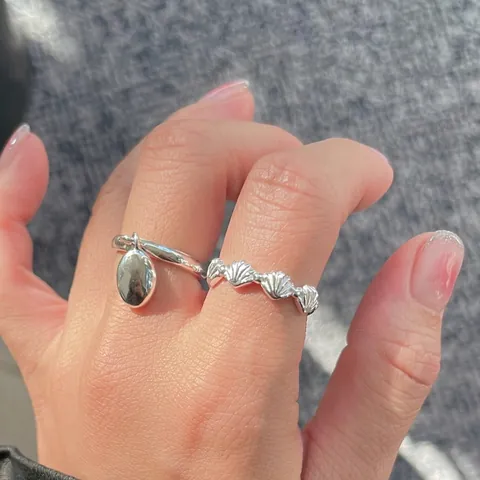 Anillo Abierto De Concha De Plata De Ley 925 Minimalista Para Mujer Diseño De Vieira Ajustable Accesorio De Joyería