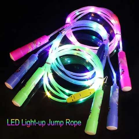 Corda Per Saltare LED Luminosa Manico Cartoon Plastica Colorata Fitness Bambini Giocattolo Sport Notturno