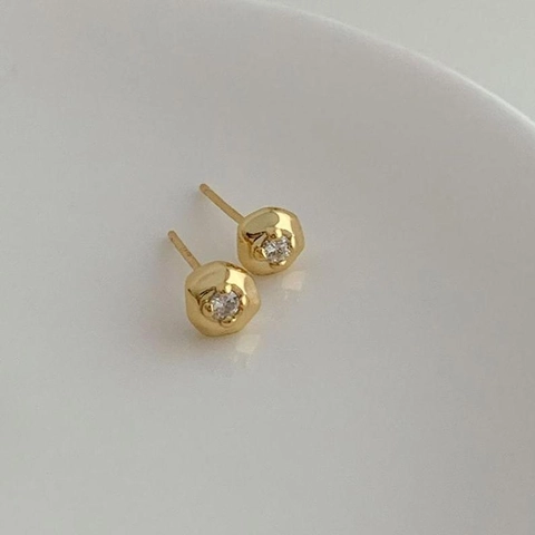 Pendientes De Plata De Ley 925 Con Circón Textura Martillada Irregular Geométrica Bañado En Oro 18K Para Mujer