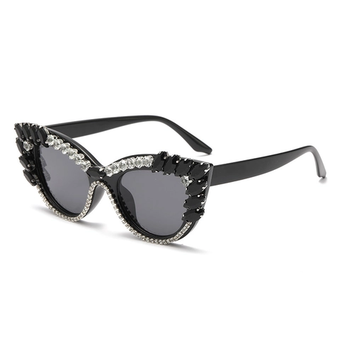 Occhiali Da Sole Cat Eye Con Montura In PC E Strass Protezione UV400 Moda Oversize Per Donna Festa