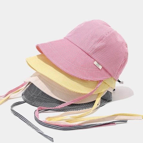 Baby Zonnehoed Vissershoed Gestreept Polyester Katoen Ademend Brede Rand Opvouwbaar Voor Kinderen