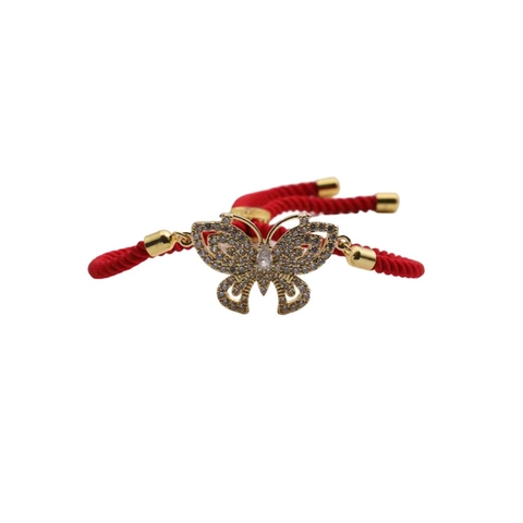 Butterfly Charm Adjustable Bracelet Copper Zircon Woven Rope Minimalist Fashion Jewelry For Women