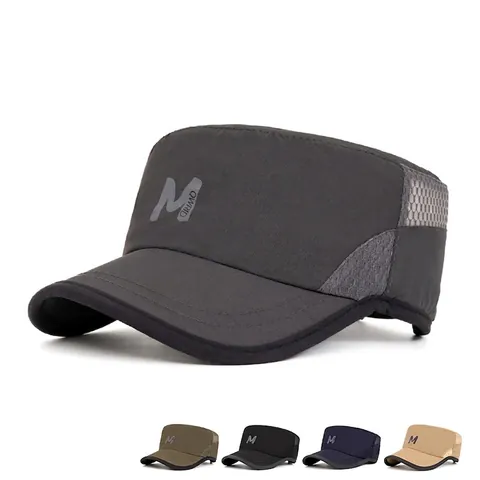 Cappello Militare Piatto Cadet Cap Maglia Traspirante Asciugatura Rapida Protezione Solare Sport All'aperto Regolabile Unisex