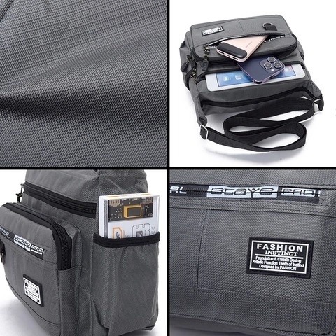 Borsa Tracolla Uomo Tessuto Oxford Tasche Multiple Grande Capacità Impermeabile Messenger Spalla Casuale Urbano Streetwear