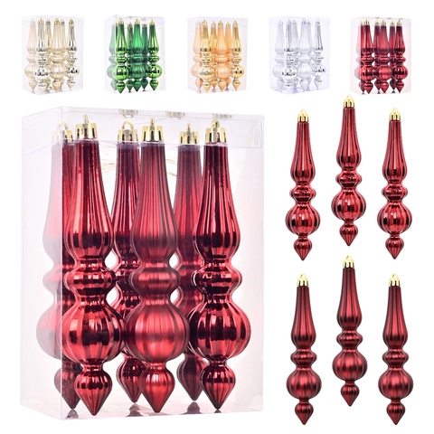 Ornamenti Appesi Per Albero Di Natale Plastica Galvanizzata Goccia Mandrino Palle Strisce Spirale Decorazione Festiva