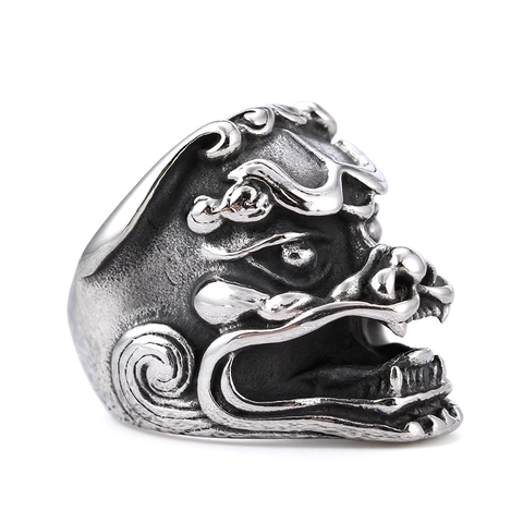 Anello Testa Di Leone In Acciaio Inossidabile Vintage Gotico Punk Scultura Animale Gioielli Da Dito Per Uomini