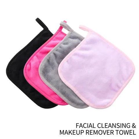 Makeup Remover Towels Reusable Microfiber Soft Facial Cleansing Cloths With Hanging Loop Daily Skin Care Multicolor