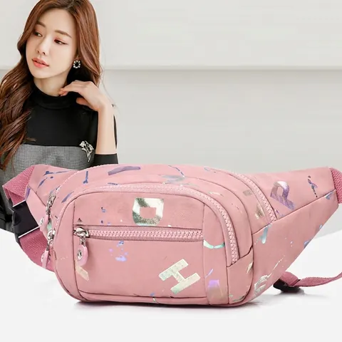 Graffiti Print Nylon Heuptas Voor Dames Kleurrijke Verfspatten Patroon Streetwear Borst Crossbody Fanny Pack Verstelbaar