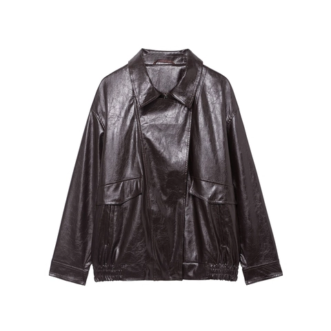 Giacca Da Moto In Ecopelle Oversize Da Donna Cappotto In PU Con Risvolto E Cerniera Stile Streetwear Vintage