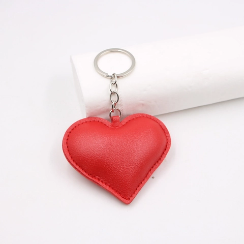 Llavero Con Forma De Corazón Cuero PU Acolchado Amuleto De Bolso Colgante Suave Dulce Accesorio De Bolso