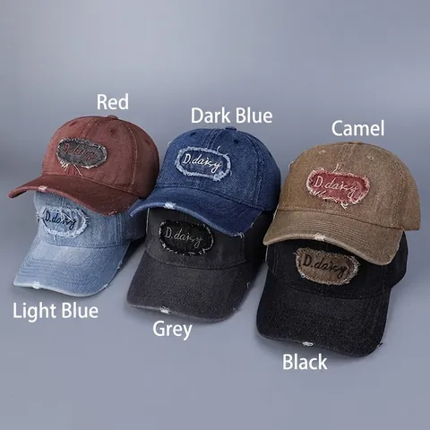 Gorra De Béisbol De Mezclilla Lavada Vintage Parche Bordado Ajustable Sombrero De Sol Retro Casual