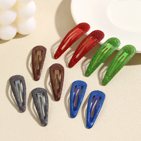 Shiny Glitter Alloy Drop Snap Hair Clips Sparkling Colorful Hairpin Accessories For Kids Girls