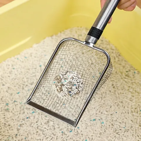 Cat Litter Scoop 403 Stainless Steel Fine Mesh Sifter Shovel With Non Slip Handle Ergonomic Long Grip For Pet Cleaning