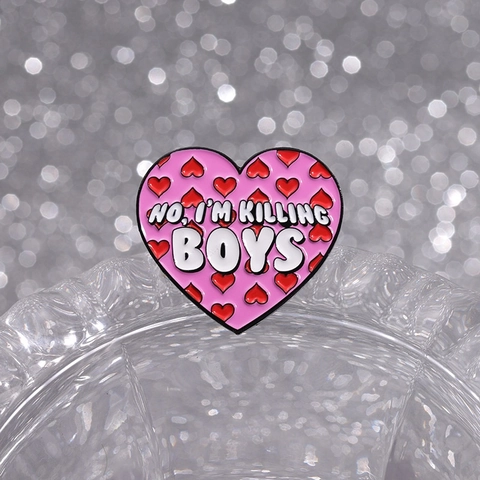 Broche Pin en Émail Forme de Cœur Y2K pour Vêtements Alliage Badge Lettre Dessin Animé Accessoires pour Femmes Hommes Sac à Dos Veste