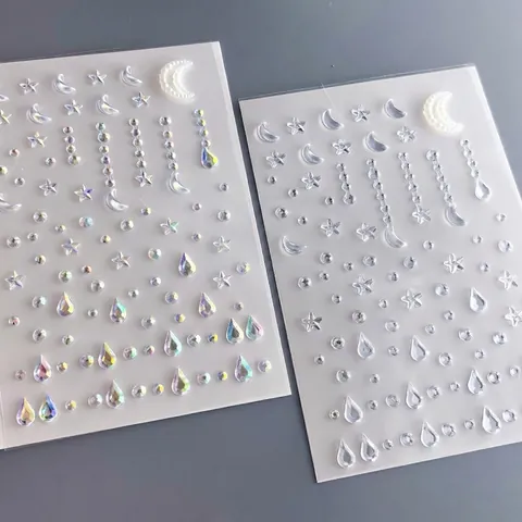 Joyas Faciales Diamantes De Imitación Pegatinas Acrílico Estrella Luna Lágrima Para Concierto Rave Festival Maquillaje Decoraciones