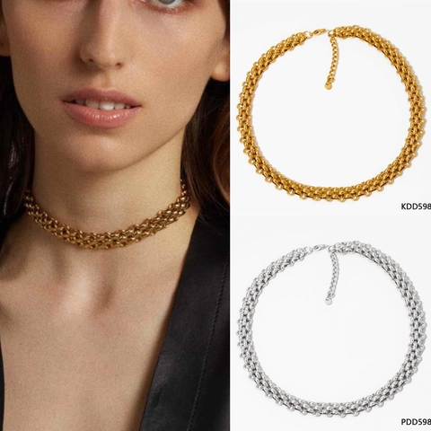 Collar De Cadena Gruesa Acero Inoxidable Diseño Trenzado Punk Hip Hop Joyería Para Mujeres Gargantilla Ajustable