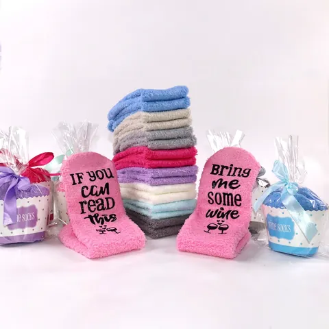 Lustige Weinsocken Rutschfest Korallenvlies Dick Warm Winter Home Schlafsocken Boden Socken Neuheit Geschenk