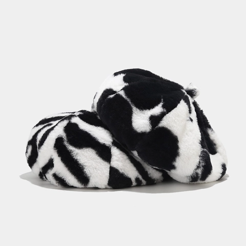 Women Plush Faux Fur Beret Hat Animal Print Leopard Cow Zebra Pattern Warm Winter Painter Cap Fashion Streetwear