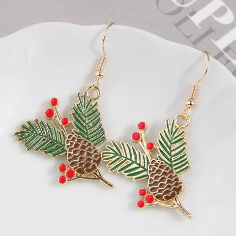 Christmas Festive Dangle Earrings Alloy Enamel Oil Dripping Wreath Tree Gingerbread House Jewelry For Women