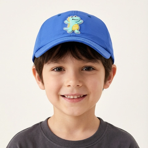 Kids Baseball Cap Cartoon Dinosaur Patch Adjustable Sun Hat Breathable Polyester Headwear For Boys And Girls