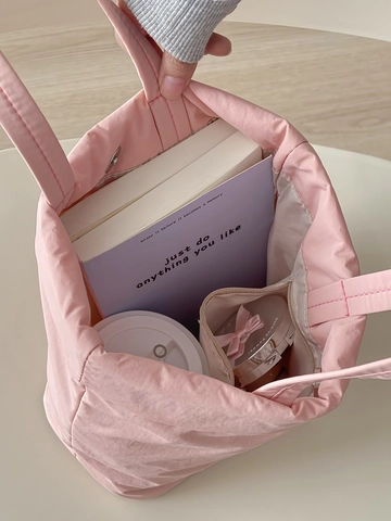 Puffy Gesteppte Nylon Handtasche Macaron Farbe Flip Top Leichte Tote Bag Für Frauen Täglich Lässig Minimalistisch
