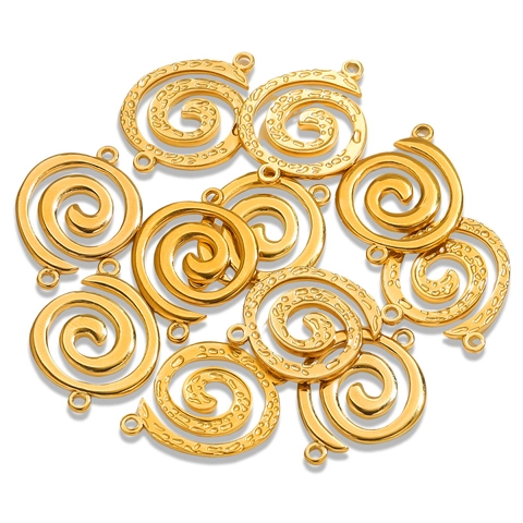 Pendente A Spirale In Acciaio Inossidabile Placcato Oro 18K Texture Accessorio Gioielli DIY Per Creazione Di Collane E Orecchini