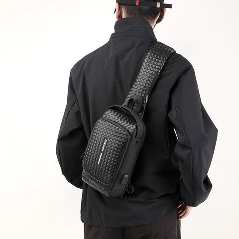 Anti Diebstahl Sling Bag Für Herren Mit Passwortschloss Und USB Ladeanschluss Wasserdichte PU Leder Umhängetasche