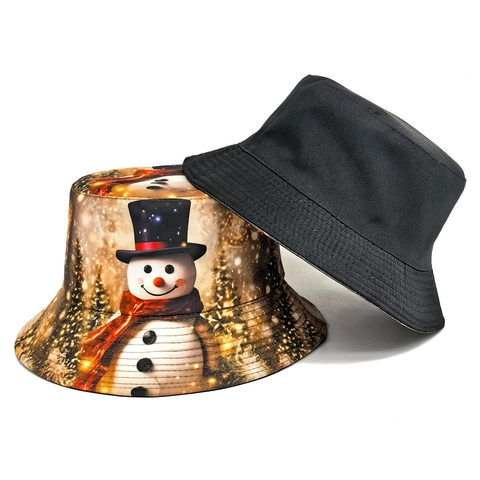 Weihnachts Fischerhut Schneemann Polyester Faltbar Atmungsaktiv Sonnenschutz Outdoor Ferien Mode Herren Damen
