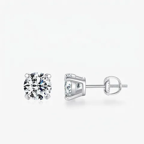 Σκουλαρίκια Moissanite Brilliant Cut D Color VVS1 Με Ασημένιο Στέλεχος 925 Κούμπωμα Με Βίδα Για Γυναίκες