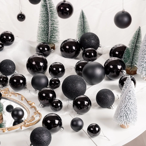 Black Christmas Balls 4cm 6cm 8cm Glossy Matte Hanging Balls Window Display Ceiling Christmas Tree Ornaments Electroplated