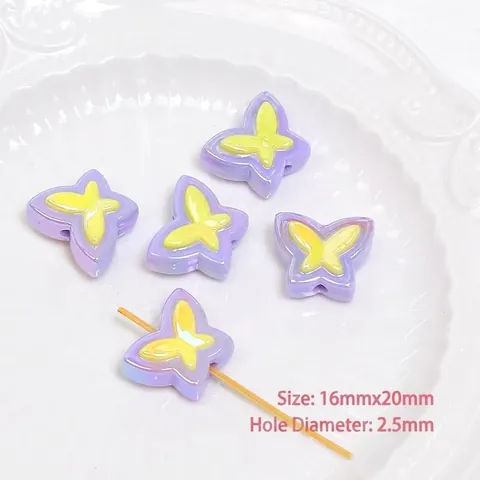 Butterfly Shape Acrylic Beads Iridescent Gradient Colorful For DIY Jewelry Making Bracelets Necklaces Phone Charms