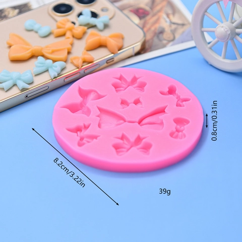 Bow Knot Silicone Mold Fondant Cake Decorating Tool DIY Chocolate Handmade Soap Pink Multiple Designs Flexible