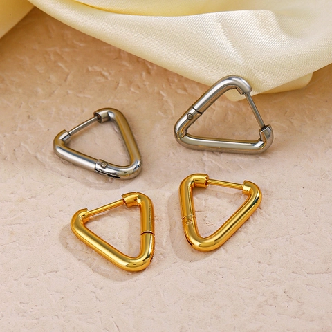 Dreieckige Creolen Edelstahl Vergoldet Geometrisch Minimalistisch Modeschmuck Für Damen Elegante Alltagskleidung