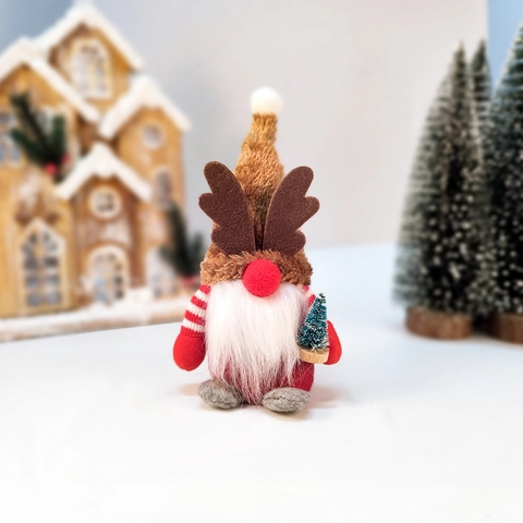 Gnome de Noël Nordique Peluche Poupée Vieil Homme de la Forêt Ornement Chapeau Plaid Rudolph Cornes de Renne Décoration de Table Maison