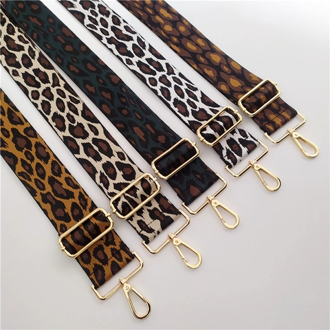 Correa Ancha De Hombro Con Estampado De Leopardo Para Bolsos Correa De Repuesto Ajustable Con Cierres De Metal Dorado