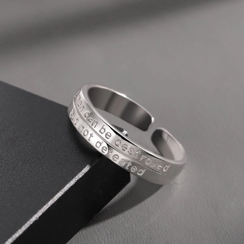 Gegraveerde Citaat Ring Koperlegering Verzilverd Verstelbaar Open Band Inspirerende Sieraden Voor Heren Dames