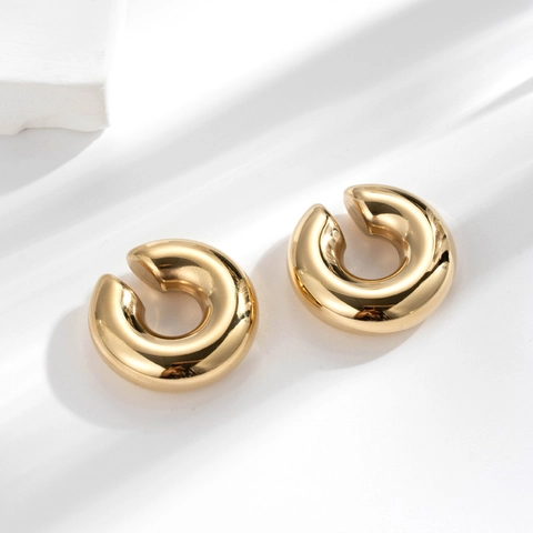 Orecchini Ear Cuffs A Forma Di C In Acciaio Inossidabile Lucidato A Specchio Senza Buco Per Donna Stile Minimalista