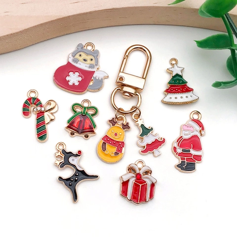 Kerst Emaille Legering Hangers Charms DIY Sieraden Maken Armband Ketting Kerstman Rendier Sneeuwpop Sneeuwvlok Decoratie