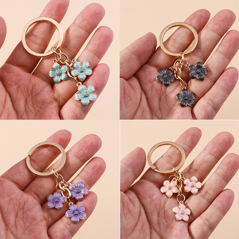 Portachiavi Fiore Di Ciliegio Lega Smalto Ciondolo Anello Chiave Fascino Borsa Regalo Elegante Per Donne Ragazze Accessori