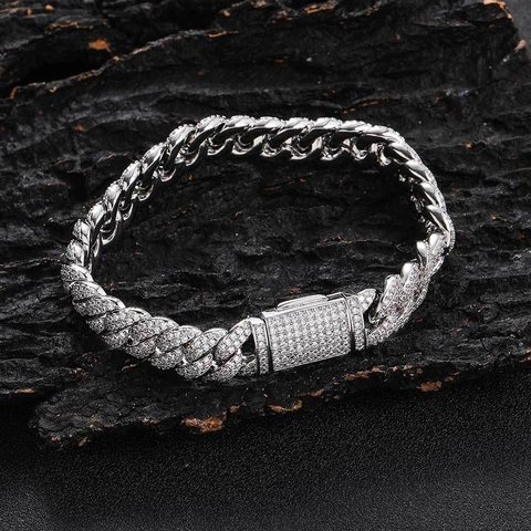 Hip Hop Cuban Chain Bracelet Copper Multi Row Cubic Zirconia Iced Out Jewelry For Men Women Luxury 18K Gold Plated