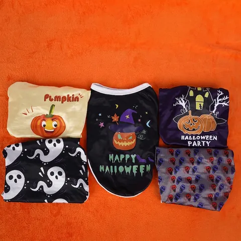 Halloween Gilet Pour Animaux De Compagnie Chien Chat Vêtements Polyester Respirant Fantôme Citrouille Imprimé Costume Fête