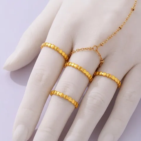 Edelstahl Quadratischer Blockring Minimalistisches Geometrisches Dünnes Strukturiertes Band Modeschmuck Für Damen