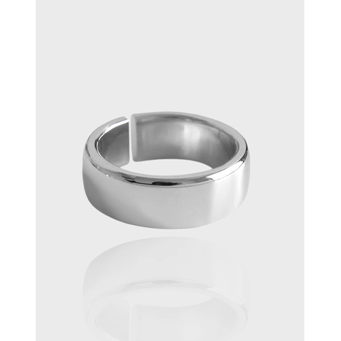 S925 Sterlingsilber Breites Band Offener Ring Für Damen Minimalistisch Verstellbar Poliert Geometrisch Glatte Oberfläche Modeschmuck