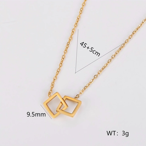 Collar Elegante De Acero Inoxidable 304 Con Colgantes Cuadrados Geométricos Entrelazados Para Mujer Joyería Delicada
